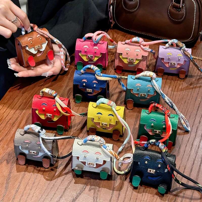 Mini Tiny PU Leather Handbag Decoration Pendant Bag 4 Pro 3 2 1 Samsung Galaxy Buds For Xiaomi Headphone Case