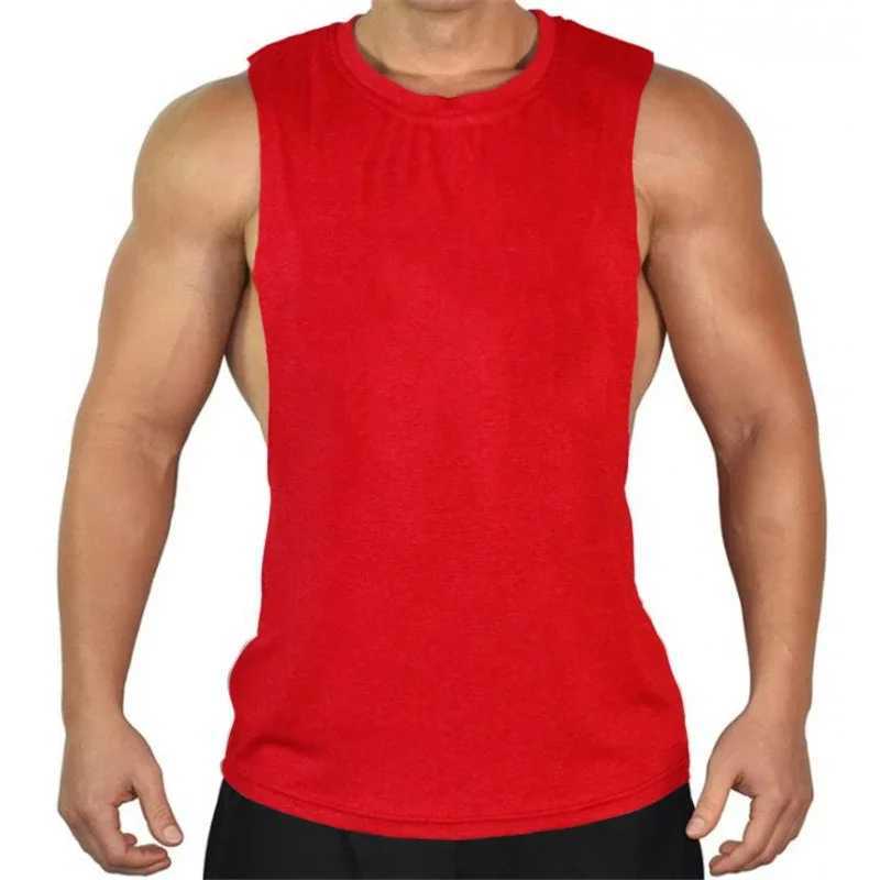 New Blank Sleeveless shirt Muscle Cut Workout Shirt Bodybuilding Tank Top Man Fitness Clothing cotton open sides vestT250318