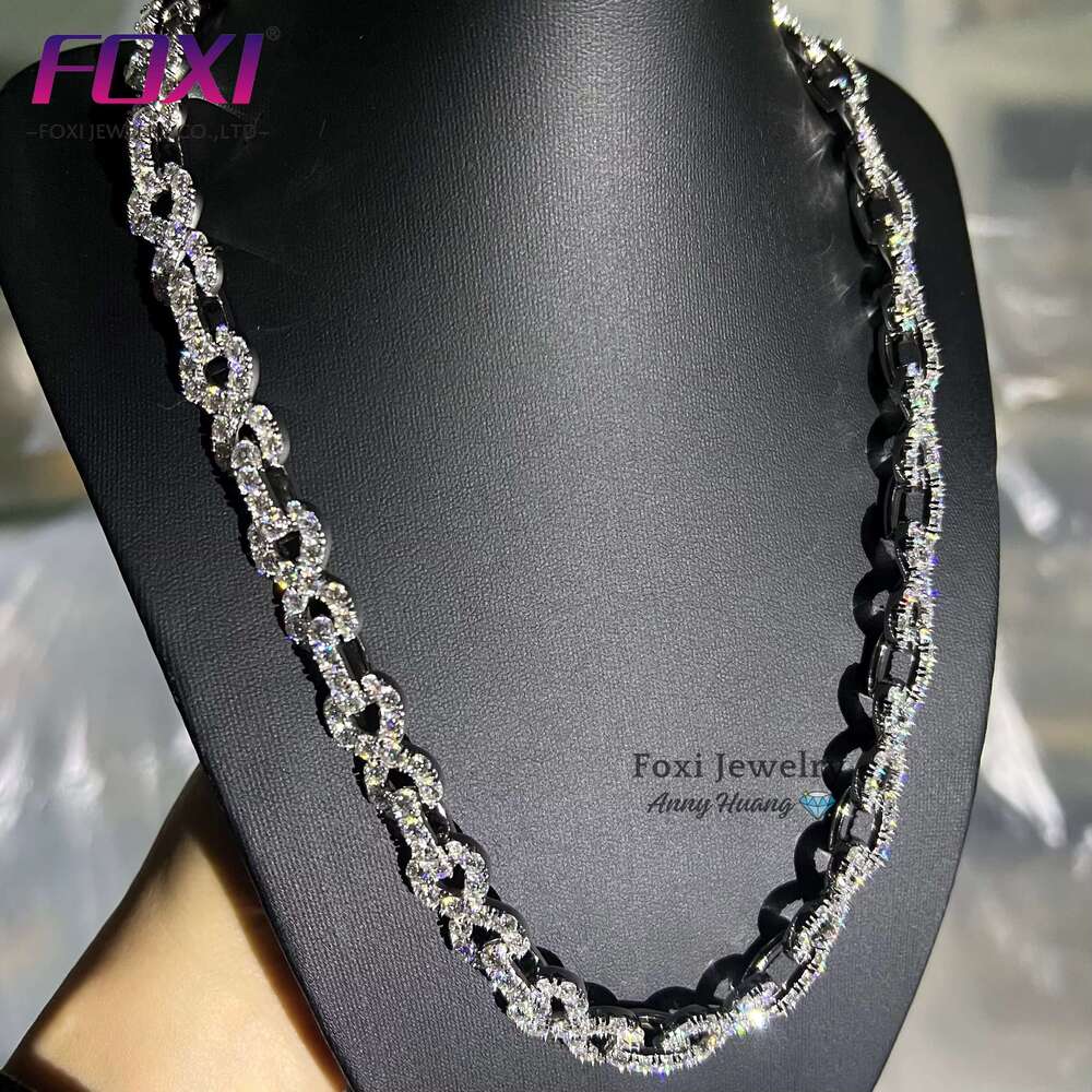Hip Hop Mossanite Jewelry 12Mm 14K Pure White Gold Sterg Sier Vvs Moissanite Infinite Chain Necklace