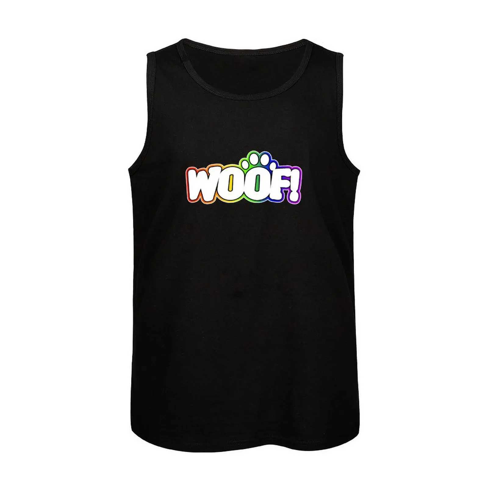 Pride Rainbow Pup WOOF! Tank Top Mens fitness t-shirt Mens summer vest Male clothesT250318
