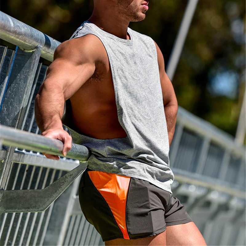 New Brand Gym Clothing Bodybuilding Drop Armhole Tank Top Men Fitness Solid Color Cotton Side Cut Off Sleeveless T-ShirtT250318