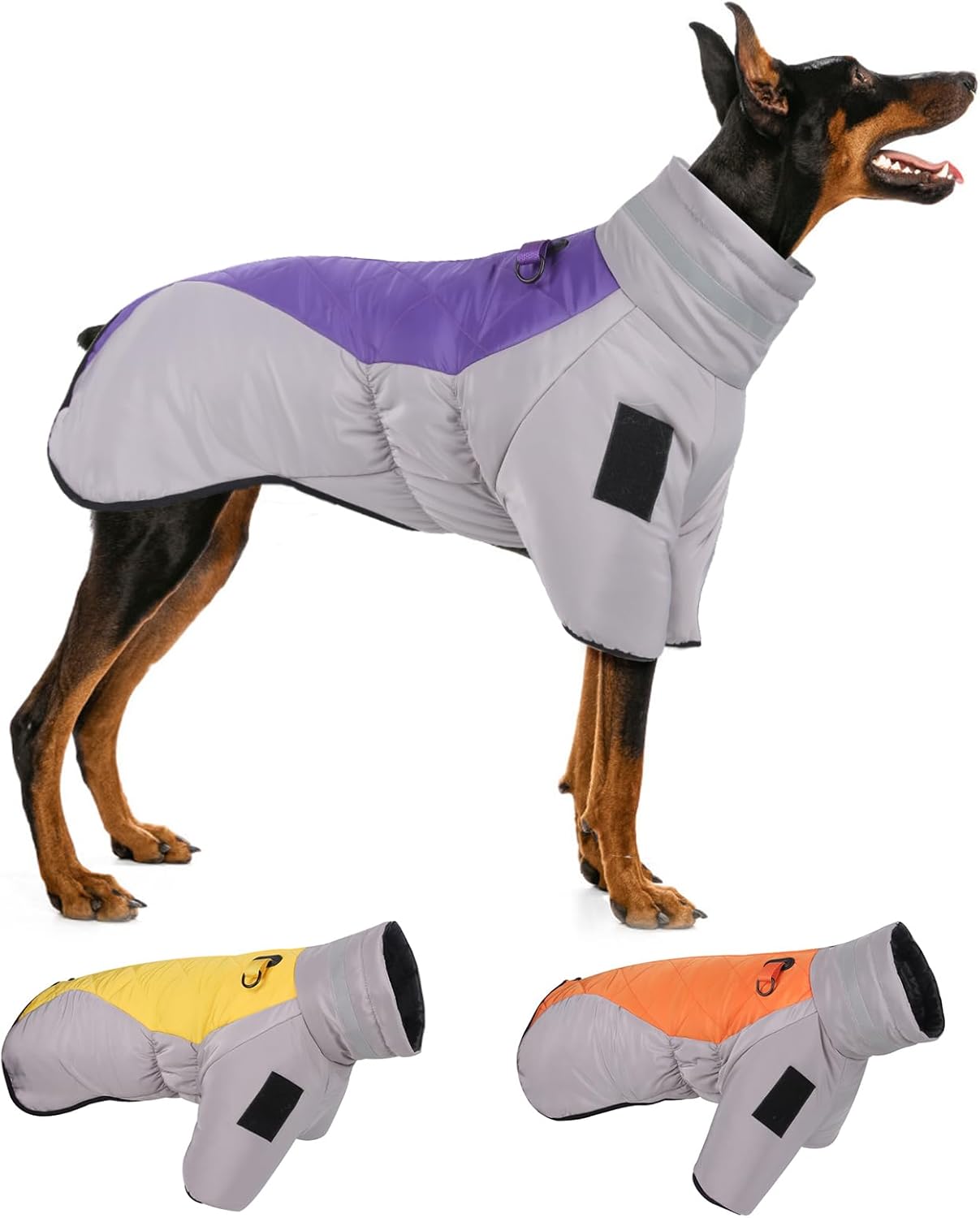 Winter Dog Coat with Fleece and Faux Fur - Reflective, Waterproof, Windproof Snowsuit for Medium and Large Dogs, Perfect for Cold Weather (Yellow)
