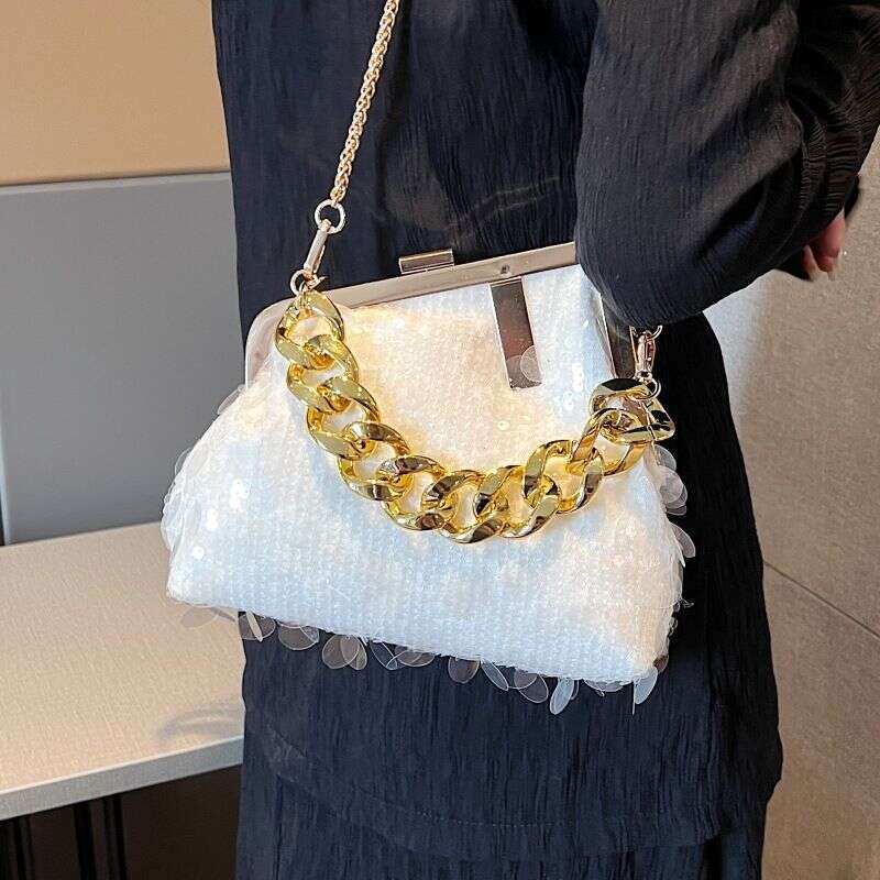 Women's Bags Small For Women New Versatile Crossbody Sequin Chain Fashion Clip Hand Evening Bag Handbag