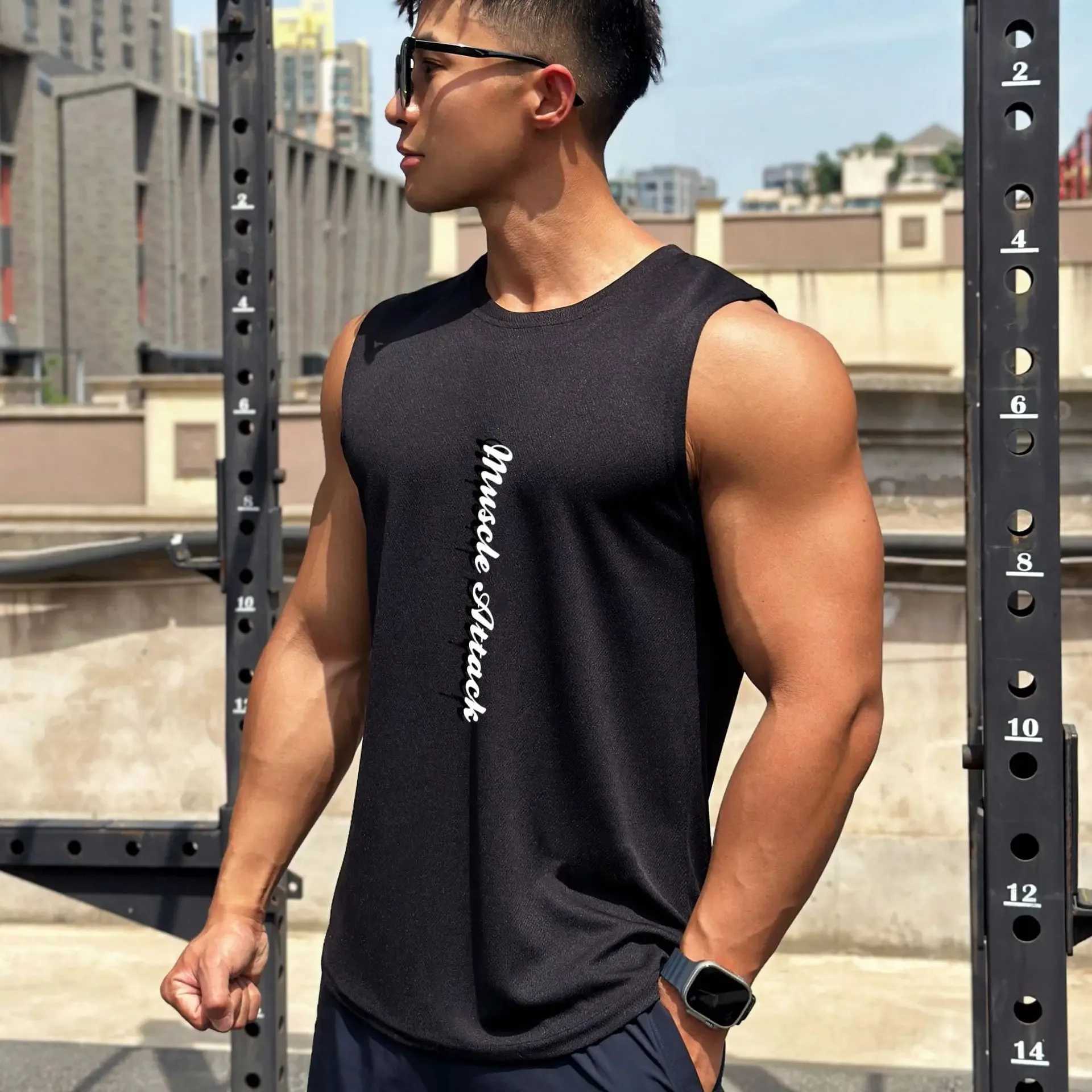 Summer Mens Running Tank Top Oversized Sports Sleeveless T Shirt Quick Dry Loose Fitness Clothing Bodybuilding Tank TopT250318