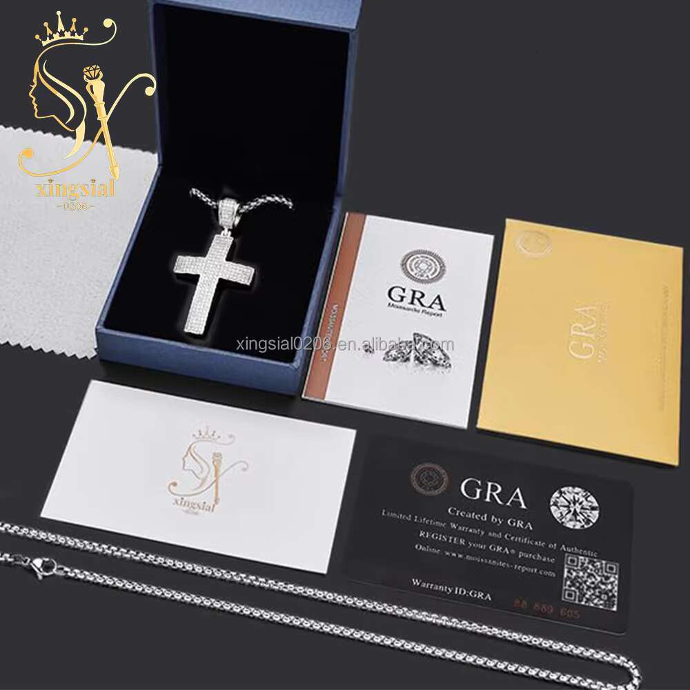 sial Wholesale Chain Mens Jewelry Gift GRA Certificate Sier VVS Moissanite Dia Necklace Cross Pendant