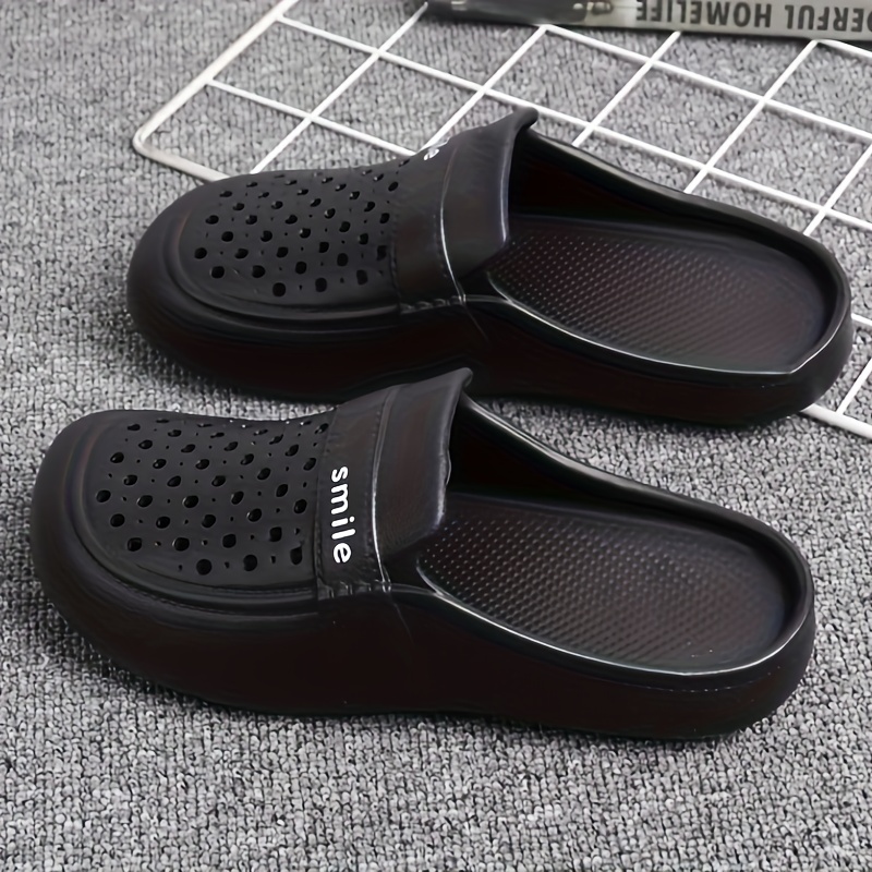 Baotou ladies black flat EVA non-slip outdoor wear summer half slipper croc shoes thick soles breathable everything