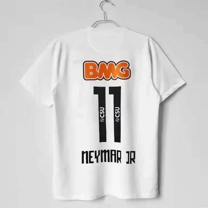 Men's T-Shirts Basilica Santos Jersey Home Neymar No. 11 Short-sleeved Fans Version Retro Football Jersey Printed Breathable Men T-shirts z250307
