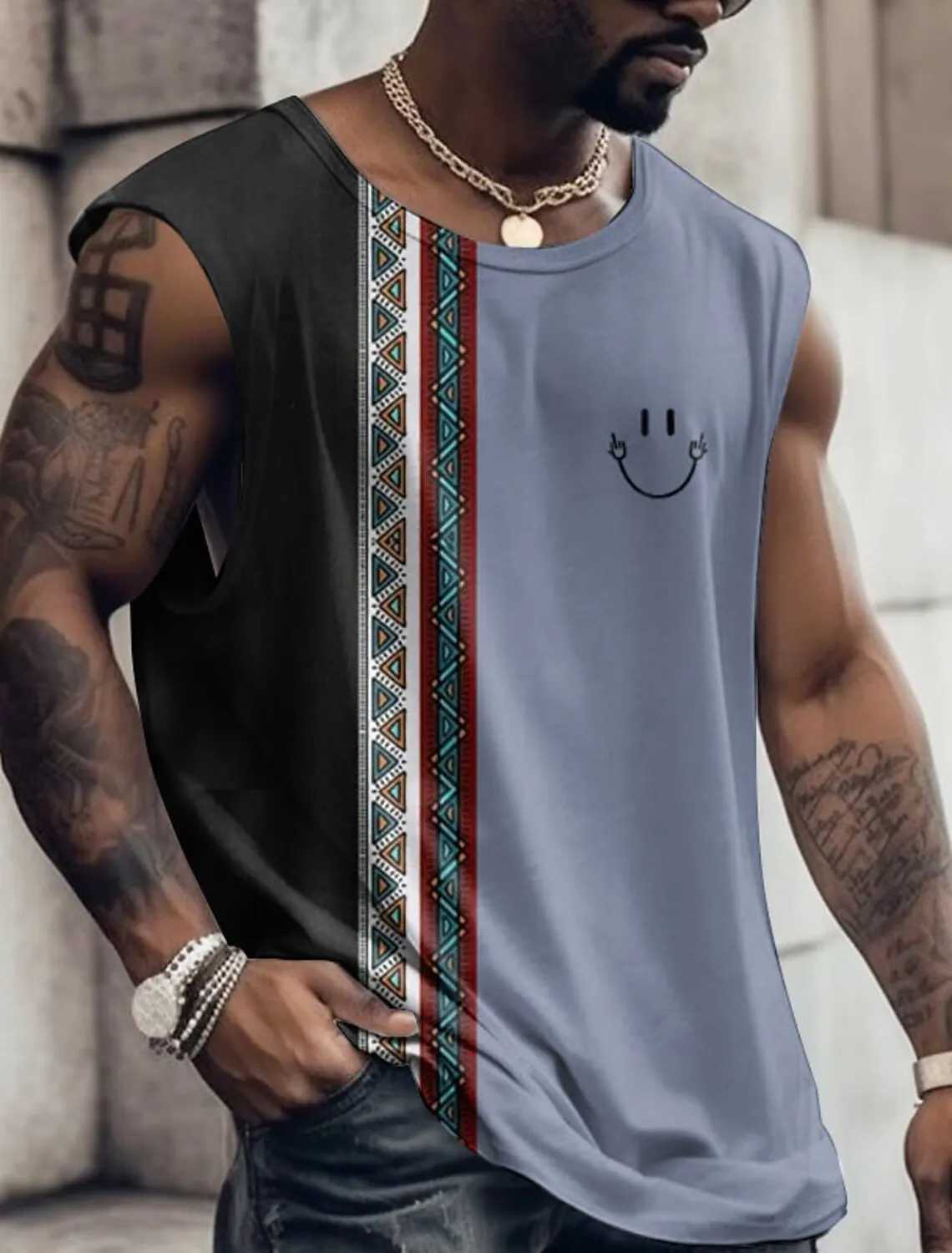 3D Creative Retro Print Outdoor T Shirt Sports Style Casual Breathable Crew Neck Four Seasons Fitness Adult Mens Tank TopT250318