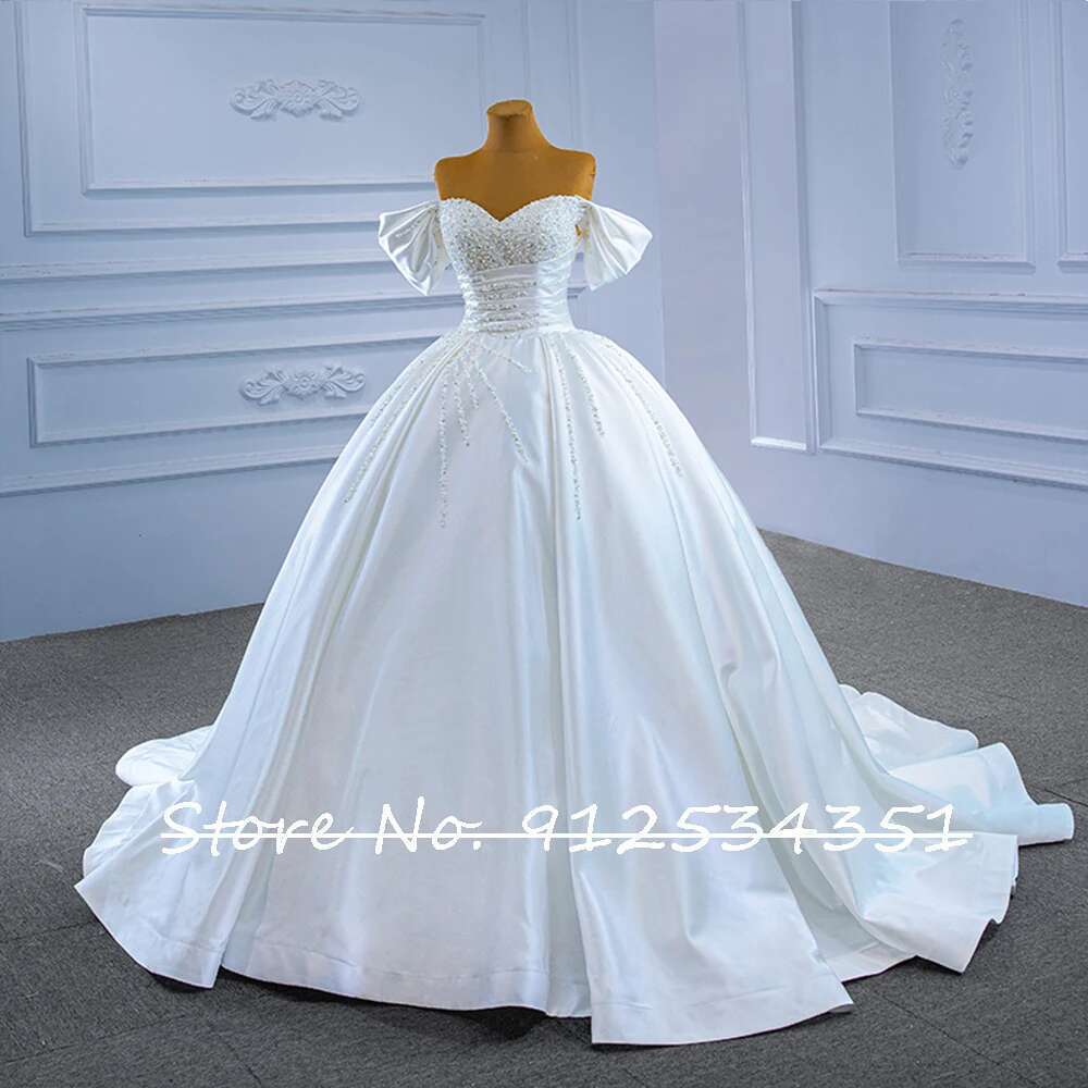Satin Ball Gown for the Bride, Pleated Wedding Dresses, Bodysuit De o, Trouwjurk Backless, do