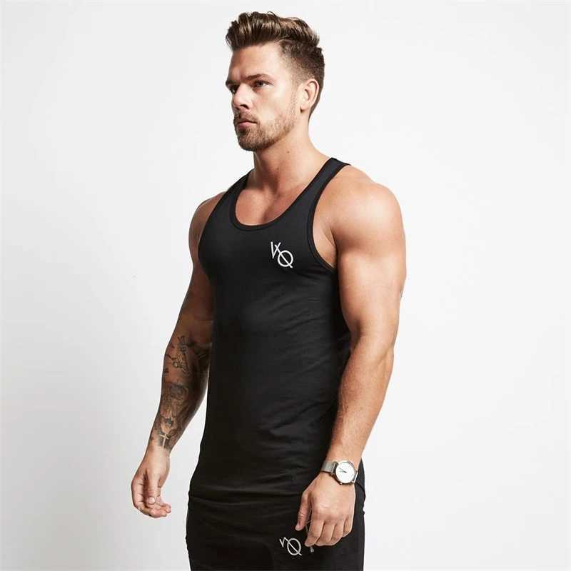 Summer cotton black mens vest Jogger Gym workout Fitness activewear Casual simple sleeveless top Fashion mens wearT250318
