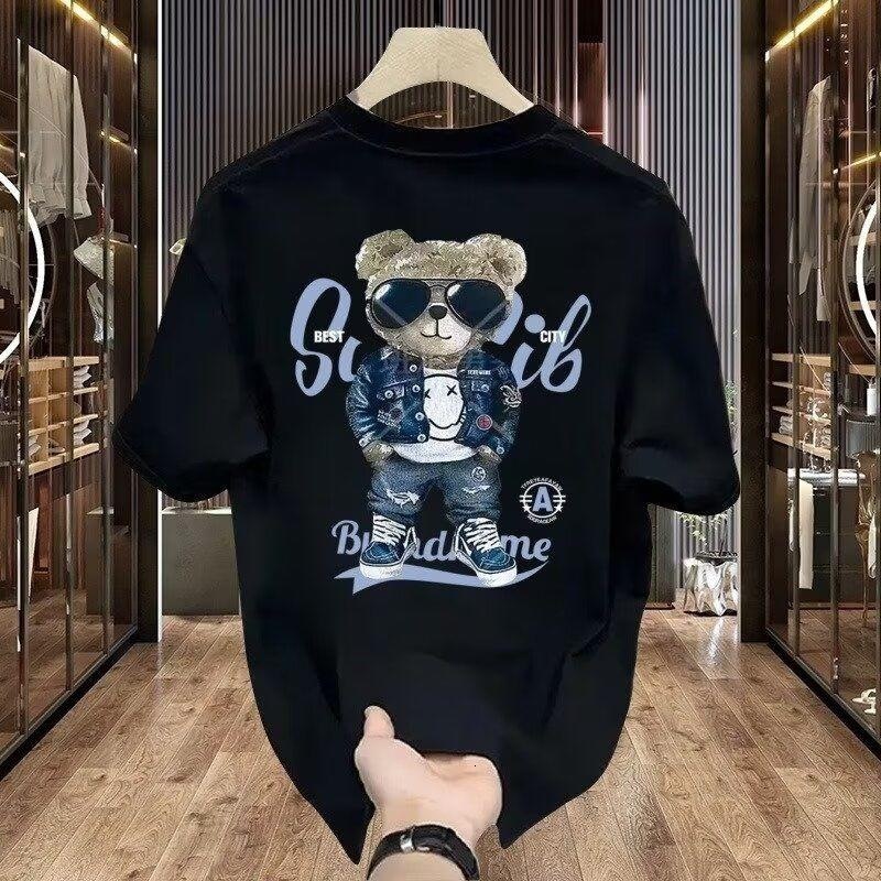 2025 Summer Popular Teddy Bear Printed Short Sleeve Trendy Designer Men s T shirt New Personalized Cartoon Fashion High Quality Top