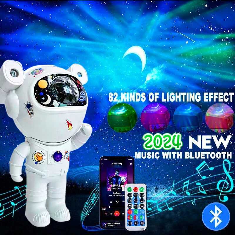 New Arrival Bluetooth Astronaut Star Light Projector LED Bedroom Ambiance Night Light Aurora Moon Nebula Galaxy Lighting for Kids Z250307