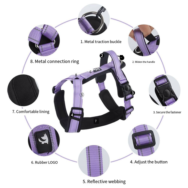 Adjustable Reflective Vest Style Chest Strap Anti Breakout Walking Pet Dog Harness for Small and Medium Sized Harness Dog