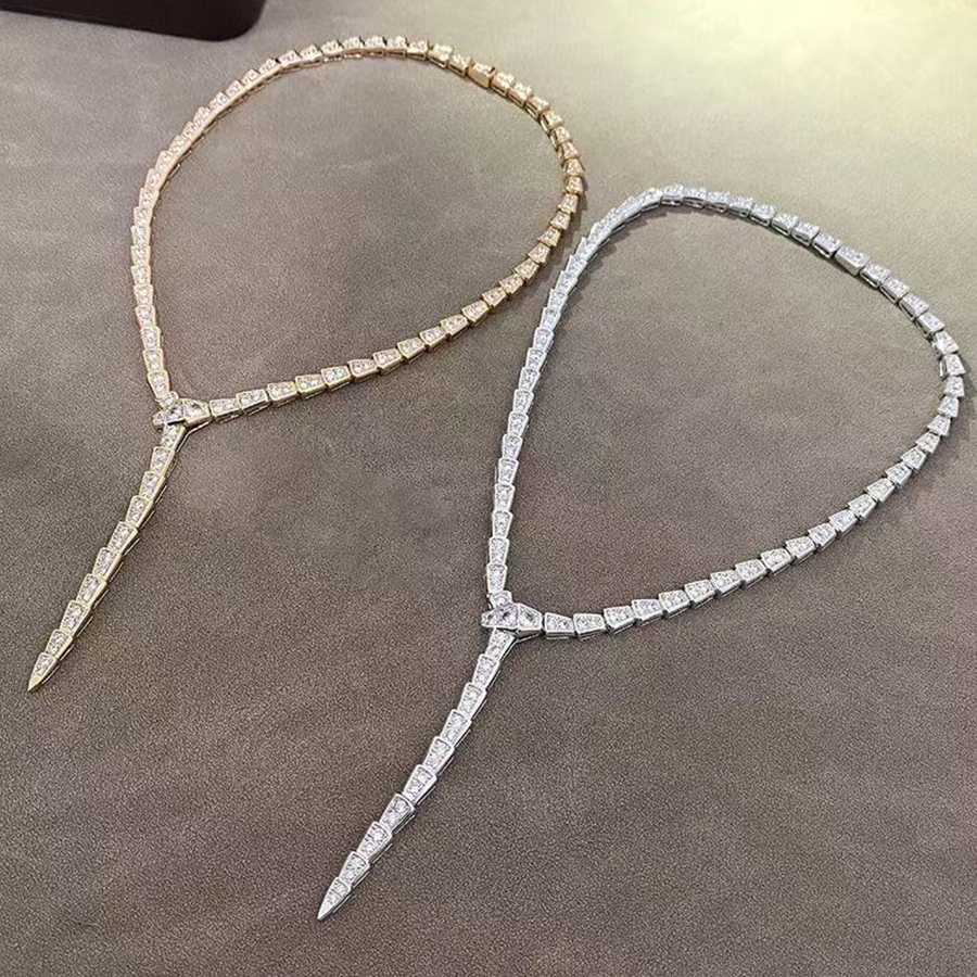 Necklaces Designer Jewelry Luxury Women Diamond Snake Necklace Stainless Steel Plated Gold Jewelry Woman Three Circle Snake Necklace Daily Outfit Classic