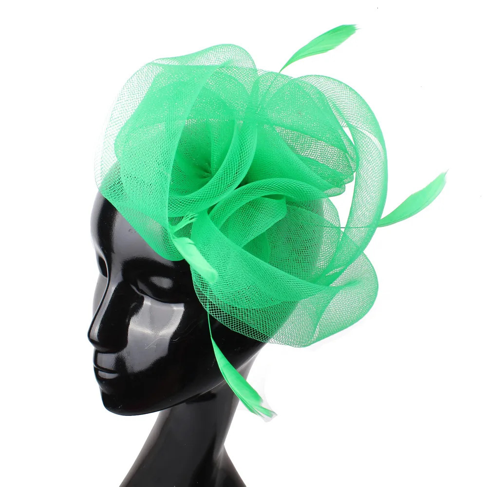 Elegant Women Fashion Tulle Hair Fascinator Hat Hair Clip With Fancy Feathers Hair Accessories Bride Mesh Headwear Hair Pins 250306