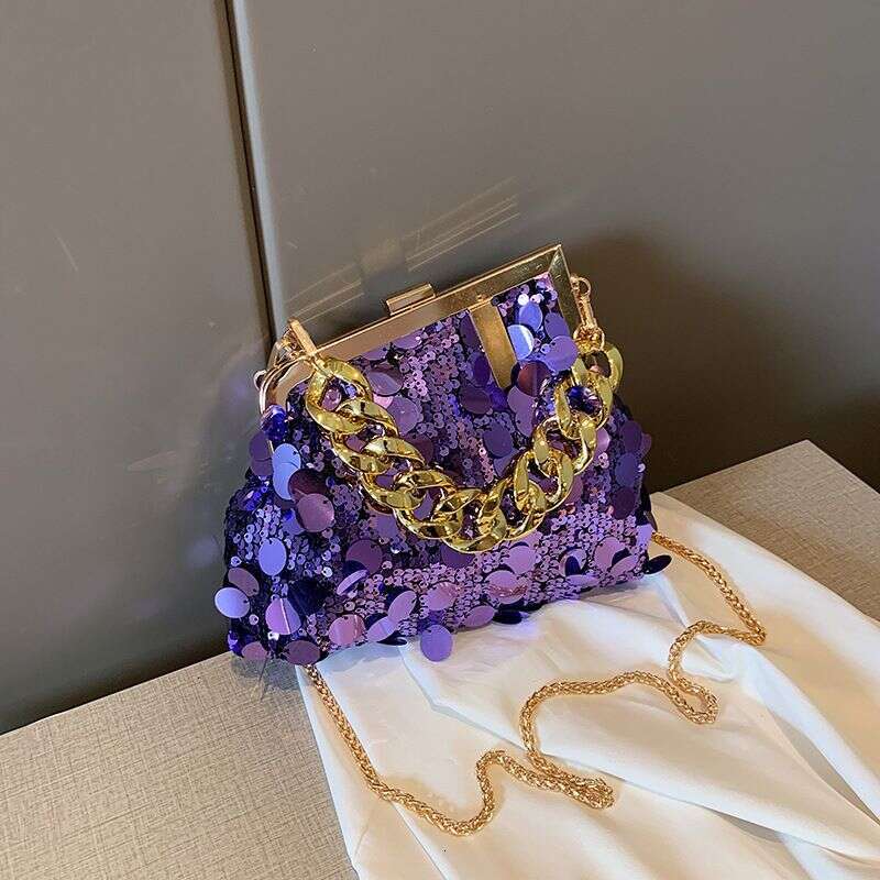 Women's Bags Small For Women New Versatile Crossbody Sequin Chain Fashion Clip Hand Evening Bag Handbag