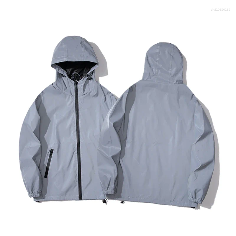 Men's Jackets Night Reflective Fashion Outwear Hooded Coats Windproof Waterproof Couple Clothes Hip Hop Streetwear