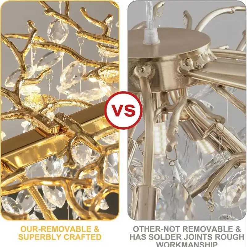 Golden branch crystal chandelier for restaurants suitable for kitchens dining tables living rooms bedrooms rectangular crystal chandeliers X250307