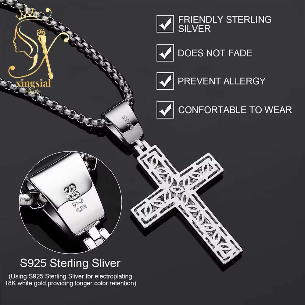sial Wholesale Chain Mens Jewelry Gift GRA Certificate Sier VVS Moissanite Dia Necklace Cross Pendant