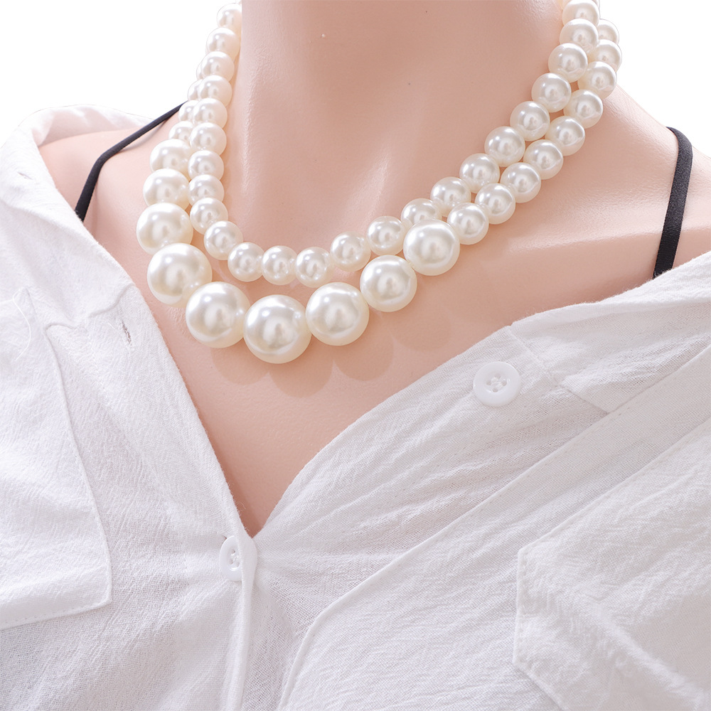 Hundreds of collarbone chain multi-layer beaded necklace female exaggerated large pearl temperament in Europe and the United States jewelry
