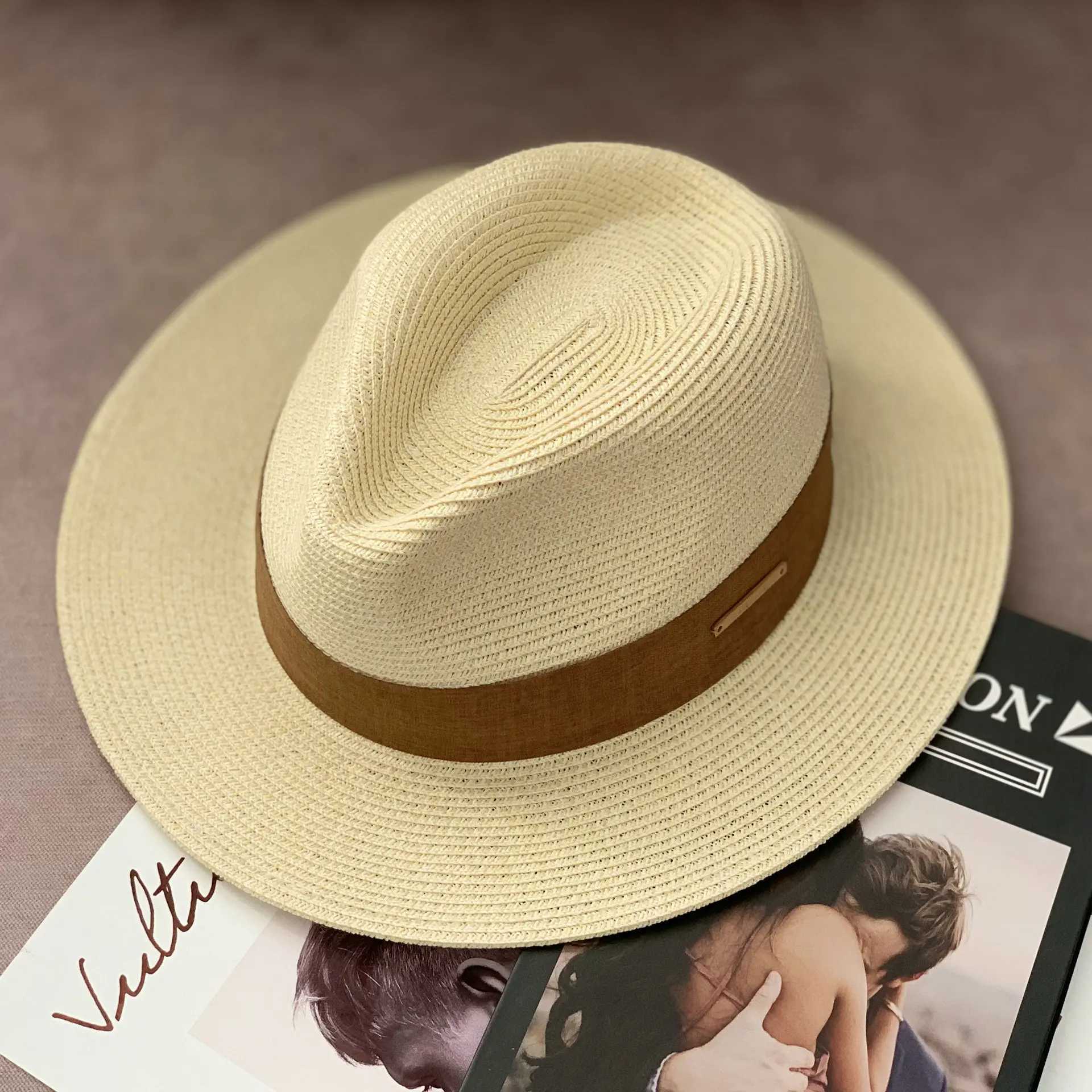 USPOP Classic Panama Straw Hat Unisex Jazz Hat Summer All-match Anti-ultraviolet Sun Hat W250307