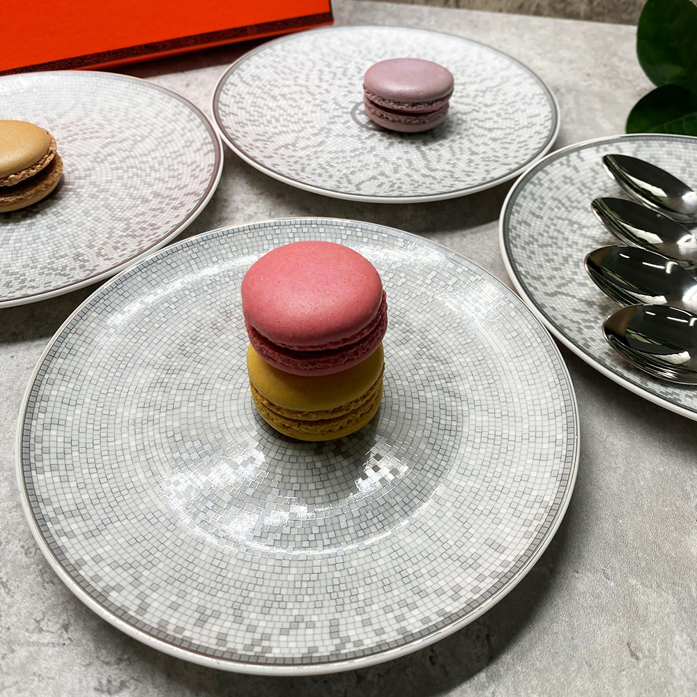 4 Pcs with Spoon Nordic Creative Hand Painted Plate Ceramic Tableware Under Glazed Dessert Dish Microwave Snack Steak Plate