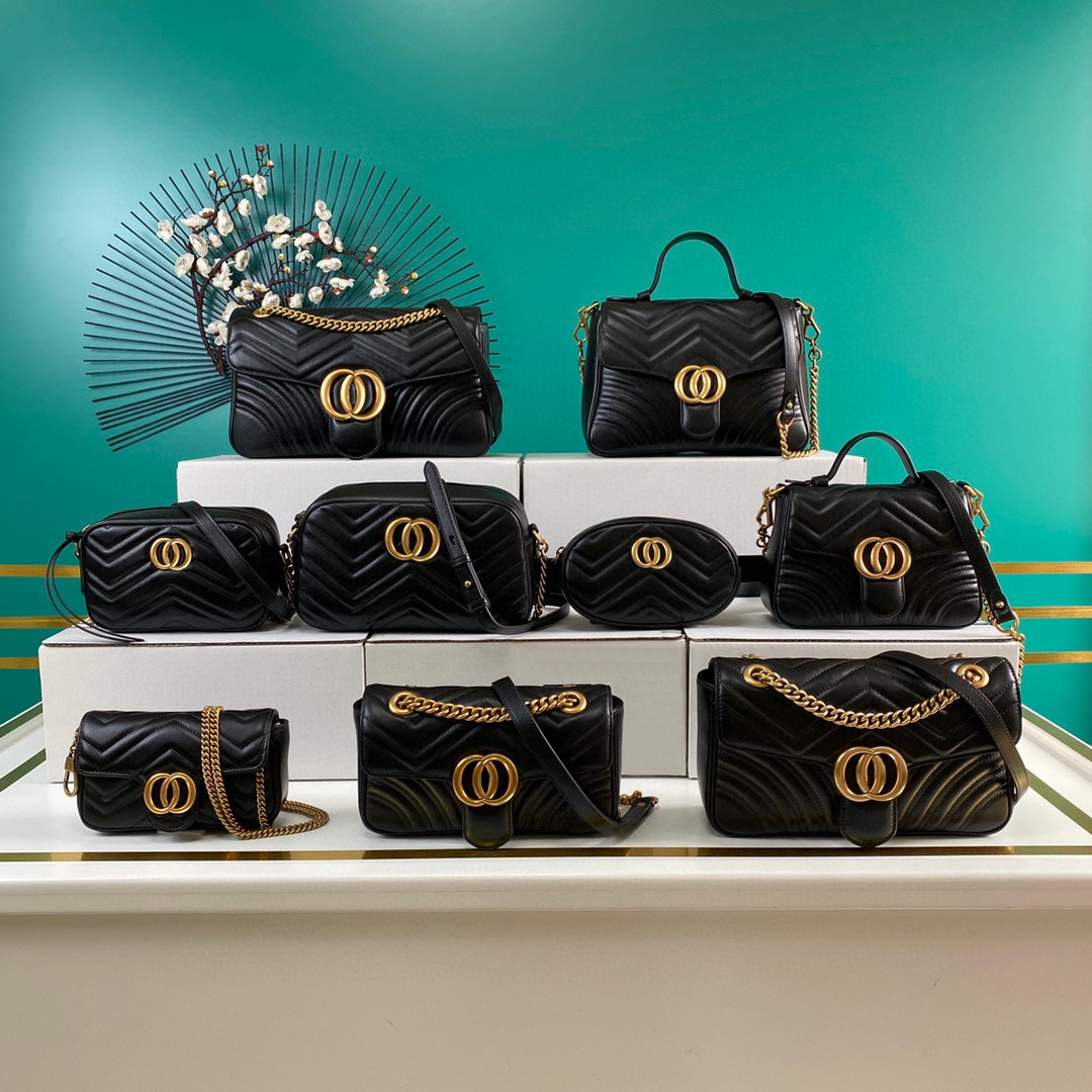 Top Quality Designer Bag Marmont Shoulder Bag Cross Bag Chain Bag Women Mini Single Shoulder Fashion Bag Flap Bag Leather Bag White Black Bags Classic Purse 001