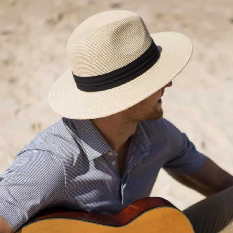 Large size XL61-64cm Panama hat mens beach womens wide Brim straw hat womens summer sun hat Plus size Fedora hat 55-57cm 58-60cm W250307