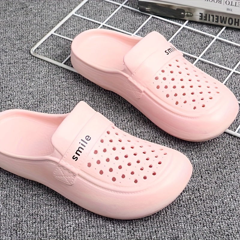 Baotou ladies black flat EVA non-slip outdoor wear summer half slipper croc shoes thick soles breathable everything