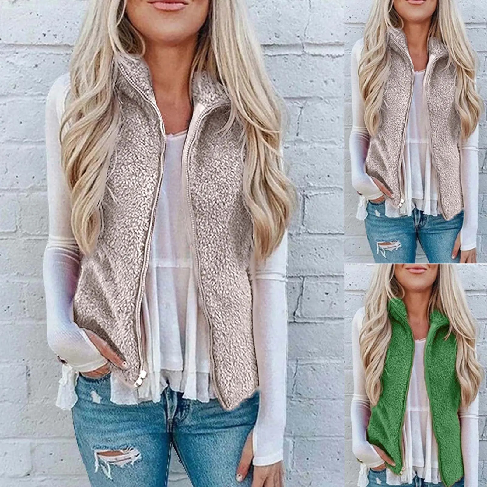 Autumn Winter Plush Vest Coats for Women Fashion Sleeveless Warm Lapel Cardigan Outwear Teddy Loose Jacket Chaquetas 250227Z