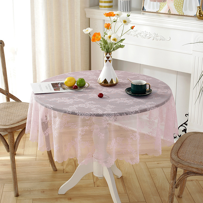 Lace Tablecloth Dinning Table Round Retro White Cover