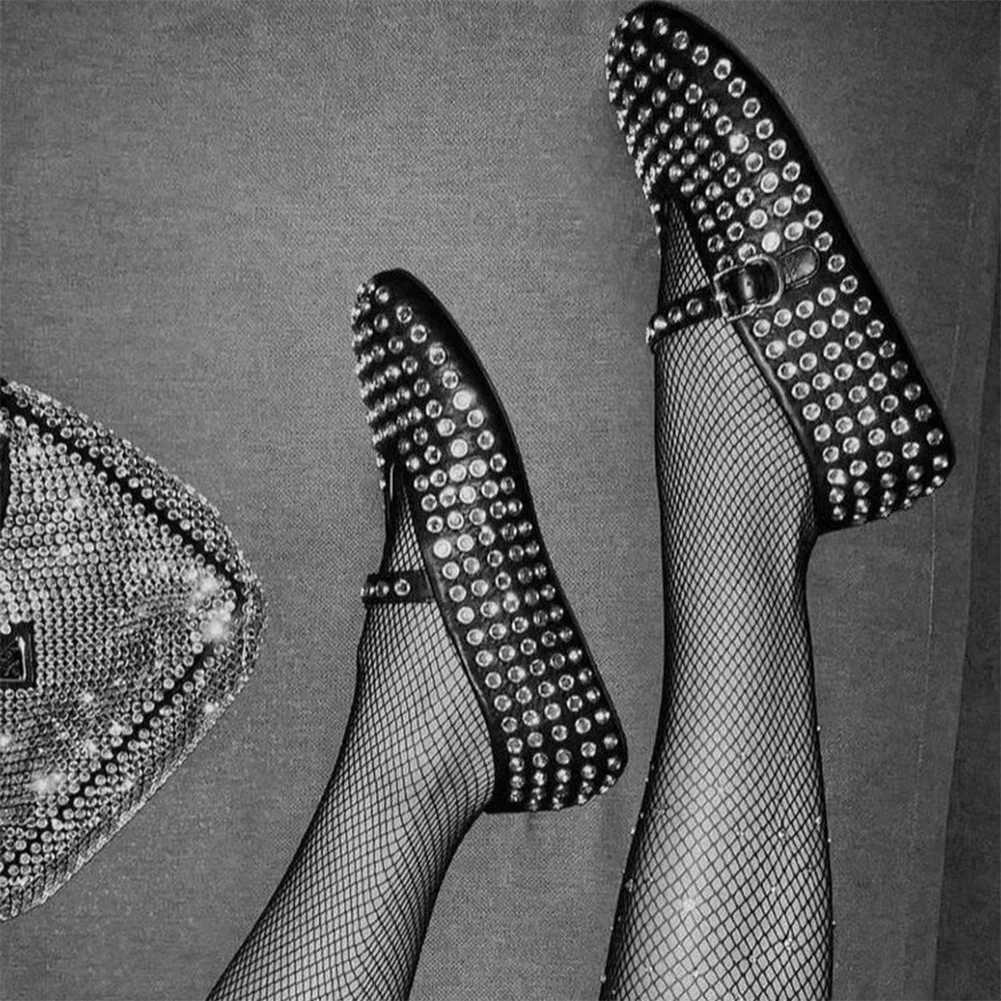 Womens Glitter Shoes with Buckle Strap Rhine Ballet Flats Crystal Ballerina Shoes Cfortable Fem Casual Shoes Y250307
