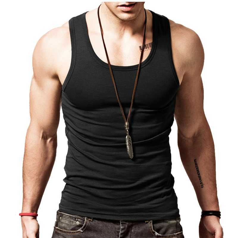 Mens Sports I-word Elastic Cotton Undershirt Summer Korean Fitness Bottoming Mens UndershirtT250318