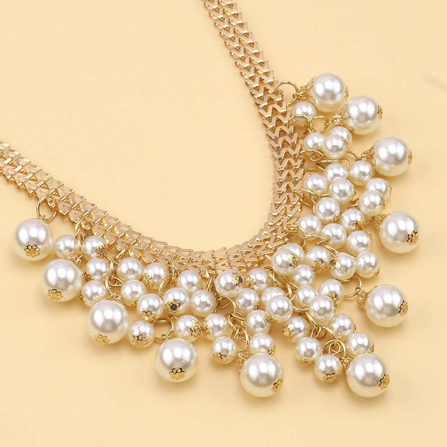 Multi-layer tassel pearl necklace female gorgeous exaggerated dinner party jewelry Europe and the United States fashion with jewelry