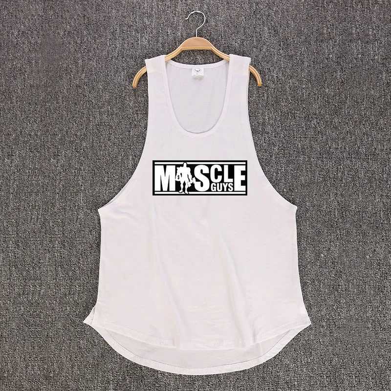 Muscleguys Brand Bodybuilding Sleeveless Shirt Mens Gyms Tank Top Low Cut Vest Sexy Muscle Fitness Stringer sportwear UndershirtT250318