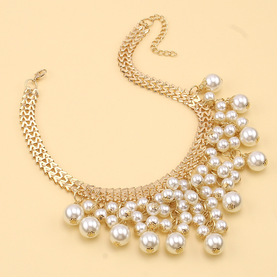 Multi-layer tassel pearl necklace female gorgeous exaggerated dinner party jewelry Europe and the United States fashion with jewelry
