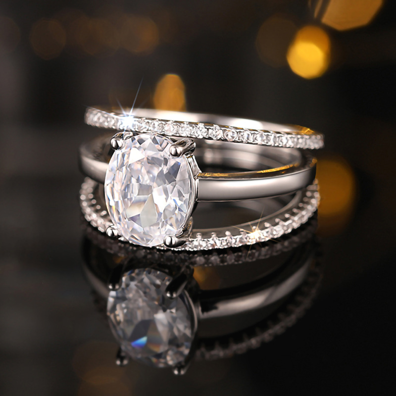 Elegant Brand Wedding Rings Vintage Jewelry 925 Sterling Silver Gold Fill Oval Cut White Cubic Designer Zircon CZ Diamond Party Eternity Women Bride R