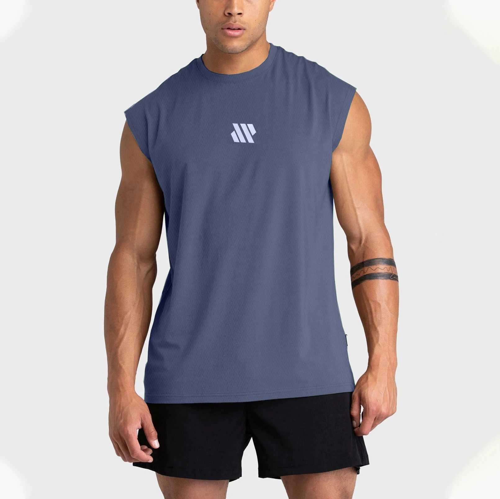 tank top for men summer 100% polyester tank top men quick drying t shirt vest sleeveless gym clothing men breathable for sleevelT250318