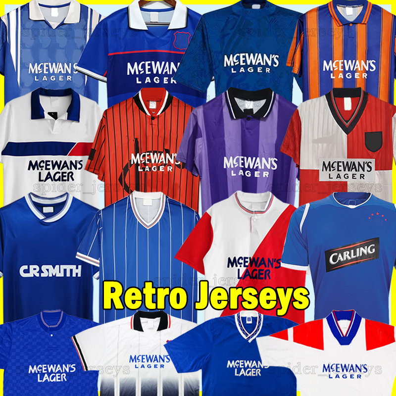 1981 94 97 Retro RangersS Soccer Jerseys 1990 92 94 96 99 GATTUSO ALBERTZ KANCHELSKIS 2000 01 03 GASCOIGNE MCCOIST Football Shirts 2008 09 LAUDRUP FERGUSON Men