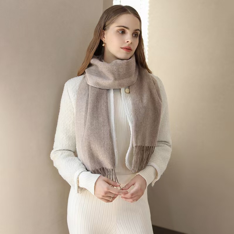 K067 Creative simple two-color double-sided design warm wool scarf autumn and winter women's high-end elegant temperament shawl