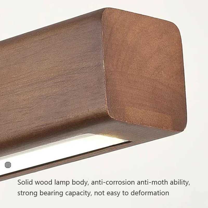 Modern LED Pendant Light wood Long Strip dining table lamp suspension Chandelier for living dining room kitchen lighting fixture X250307
