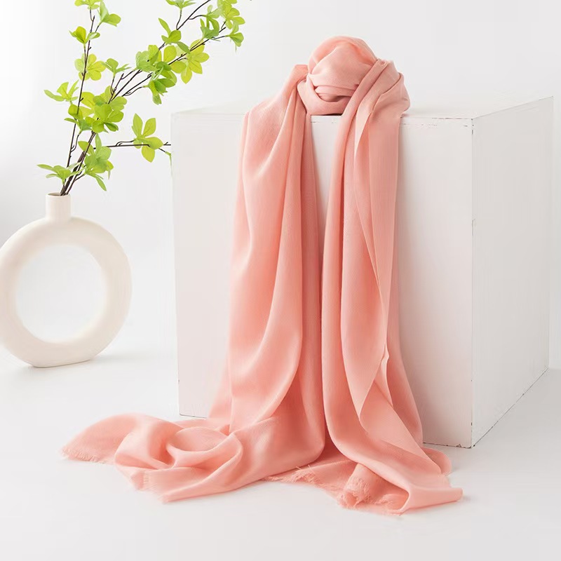 K064 Dopamine solid color wool scarf women's soft four seasons new cashmere scarf warm neck scarf dual-purpose tassel shawl