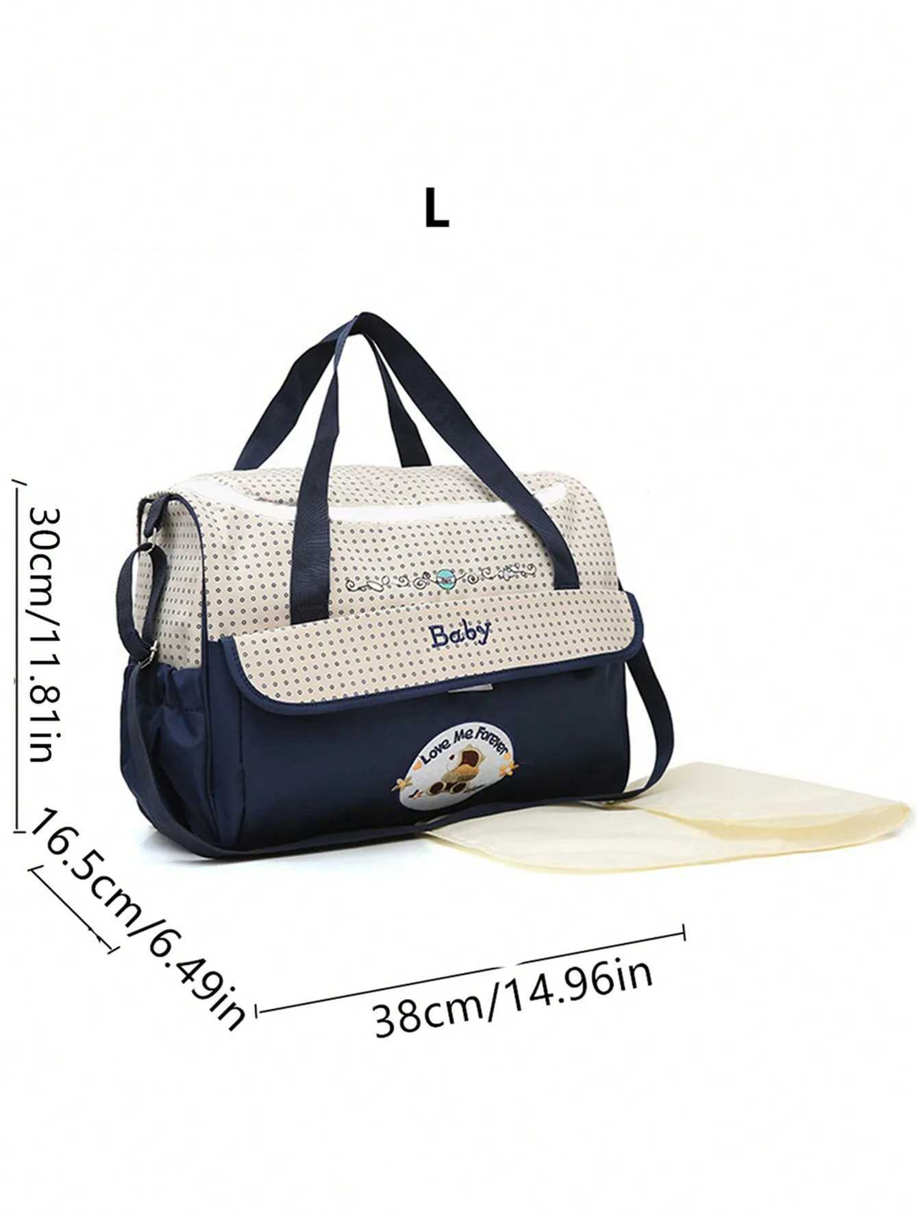 Five-piece set Mommy bag fashion large capacity bear cartoon polka dot pattern one shoulder oblique span Mom bag diaper bag W250307