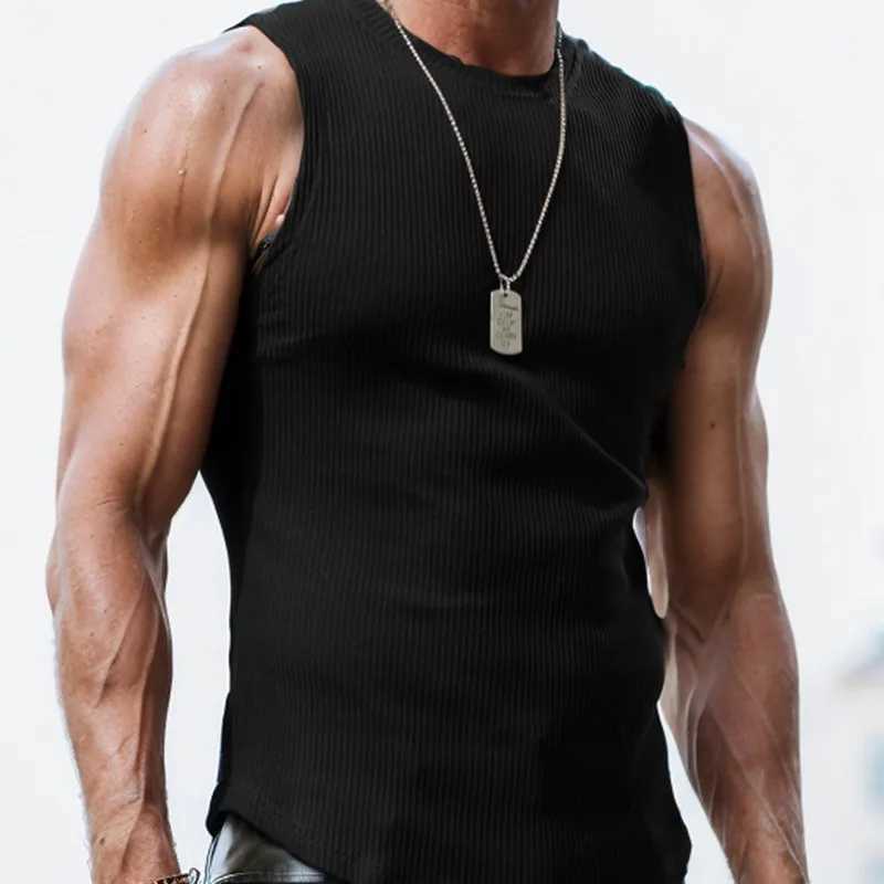Men Muscle Tank Tops Sleeveless Shirt Hight Elasticity Thread for Men Workout Casual Gym Top TeeT250318