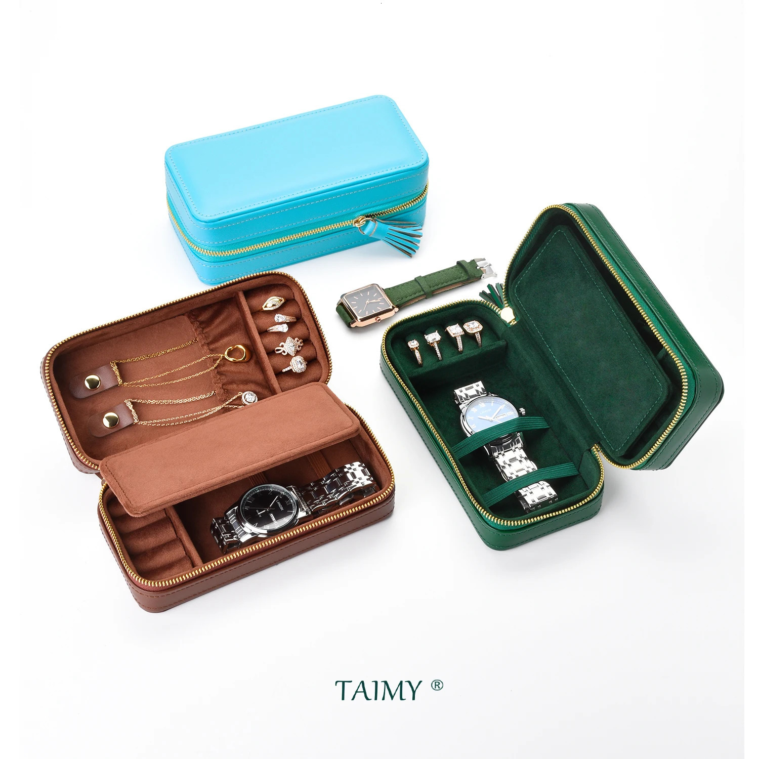 Pu Leather Jewelry Box Portable Travel Ring Watch Necklace Storage Case Jewellery Organizer Suitable Gifts For Boyfriend 250306