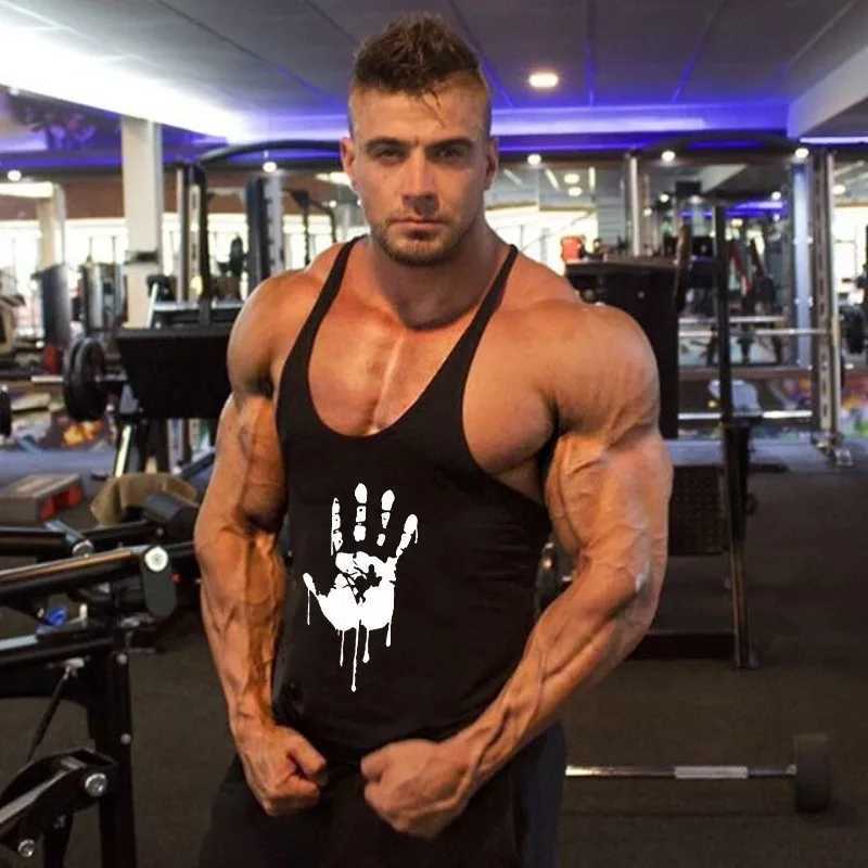European and American Mens Fitness Sports Tank Top Daily Summer Leisure Cotton Sweat-absorbing Palm Thin Shoulder Strap NewT250318