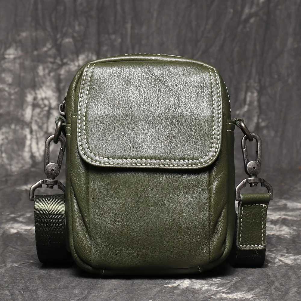 LUOKIR Retro Leather Crossbody Bag Casual Shoulder Bag Top Layer Cowhide Simple and Versatile Waist Bag Mobile Phone BagC250307