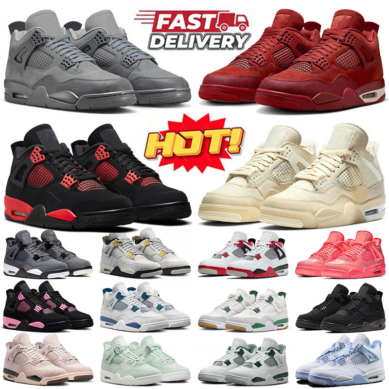 Hotsale 2025 Men Basketball Shoes 4 Red Thunder Sail Nigel Sylvester Big Size 13 Pine Green Military Black Cat Pure Money Mens Women Trainers Sneakers 36-47