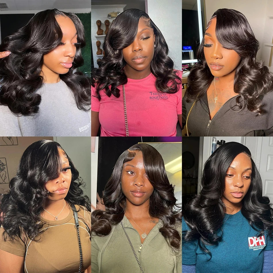 250 Density Body Wave Short Bob 13x4 13x6 Transparent Lace Front Human Hair Wigs 5x5 HD Pre Plucked Lace Frontal Wig For Women 250306