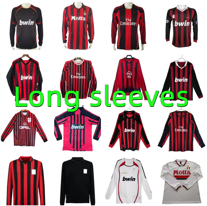 1993 2006 2007 2008 MILANS Kaka retro soccer jerseys Long sleeves 06 07 08 10 11 12 13 14 Pato Maldini Nesta Pirlo Seedorf Shevchenko RONALDINHO vintage football shirt